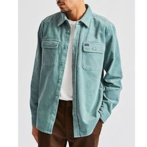 NWOT Brixton Men’s Bowery Corduroy Flannel, Jade | SZ L